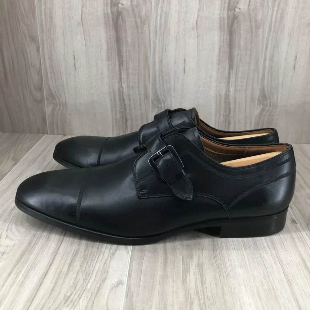 Steve Madden Shoes Mens 10.5 Covet Black Leather Buckle Strap Oxfords